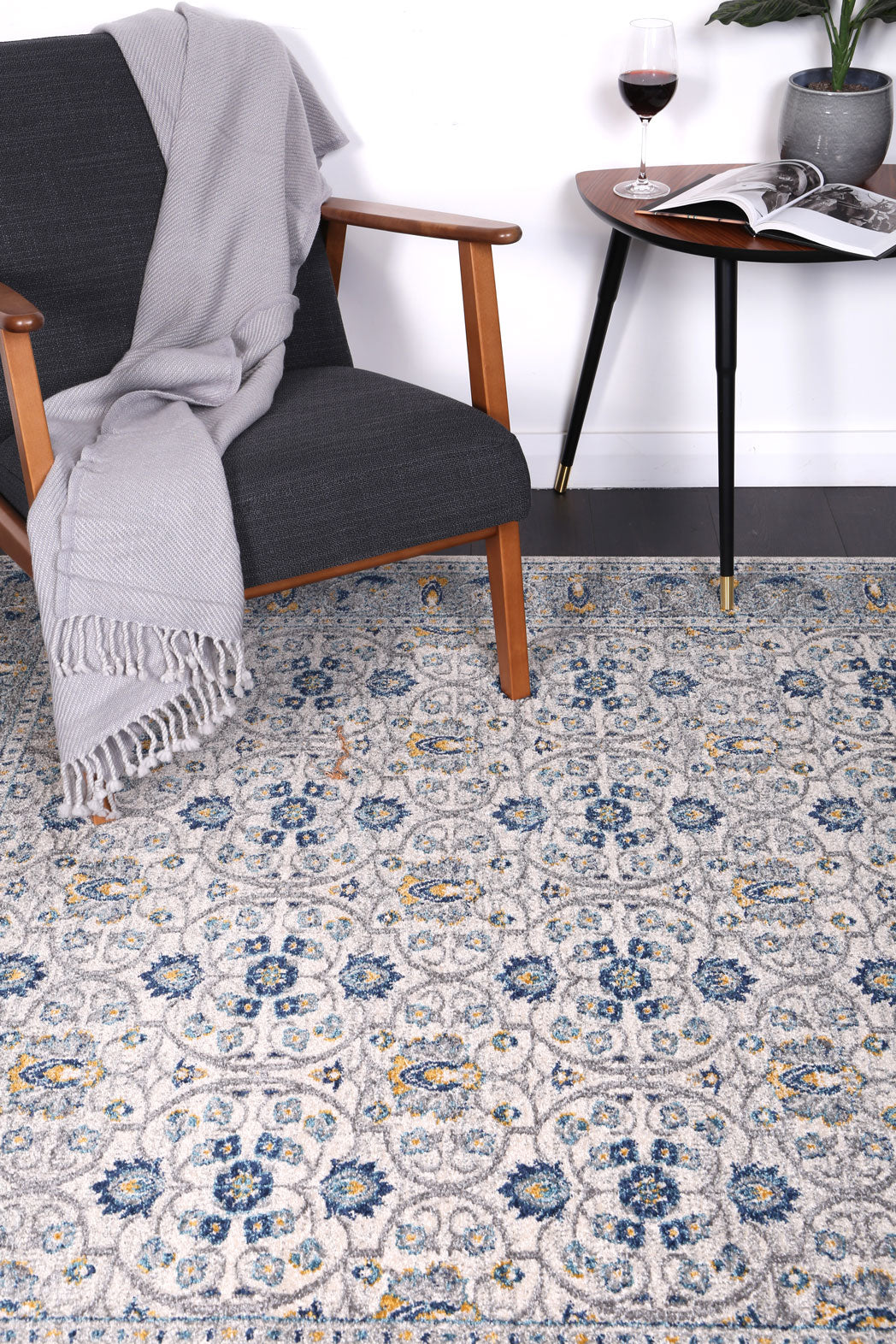 Delicate Rustic Blue Rug - DELI03