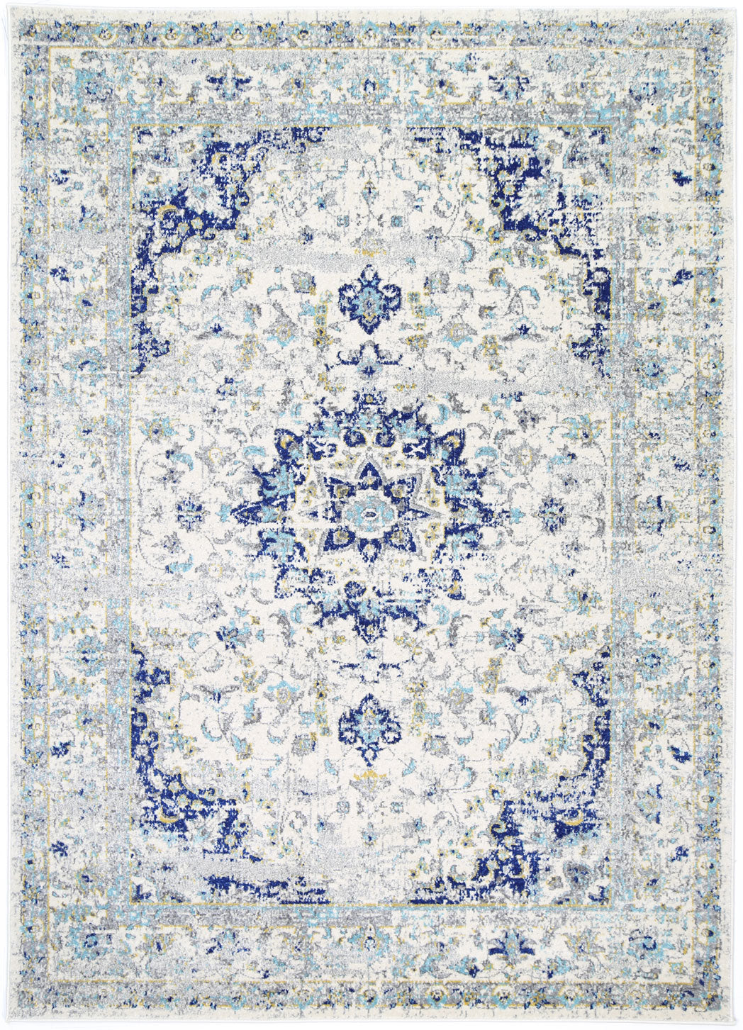 Delicate Magnificance Ivory and Blue Rug - DELI13