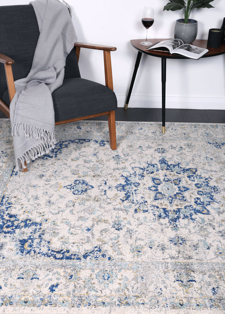 Delicate Magnificance Ivory and Blue Rug - DELI13