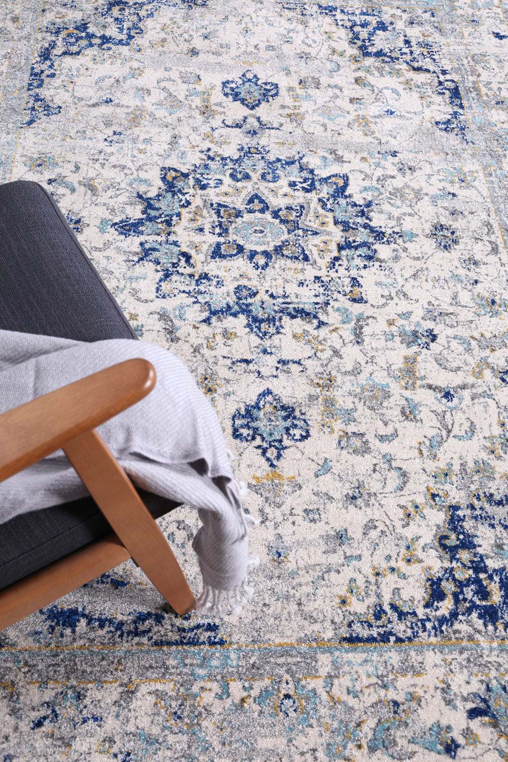 Delicate Magnificance Ivory and Blue Rug - DELI13