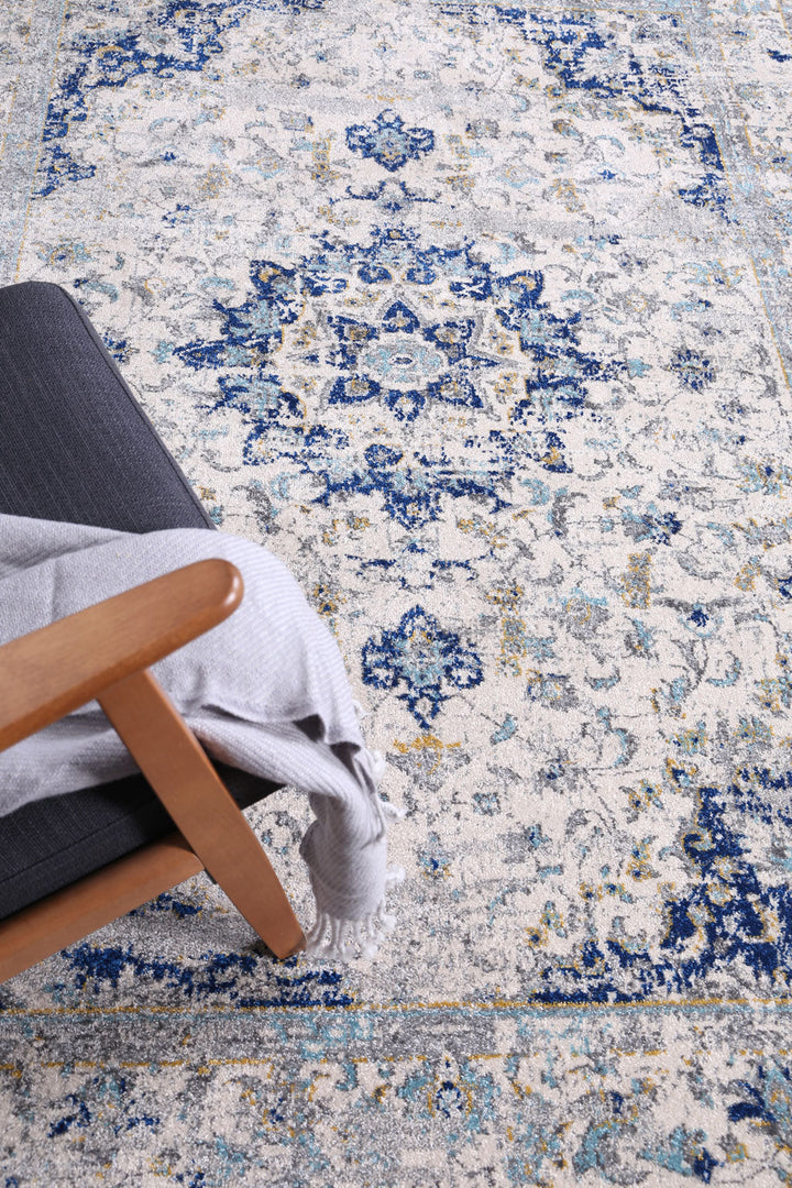 Delicate Magnificance Ivory and Blue Rug - DELI13