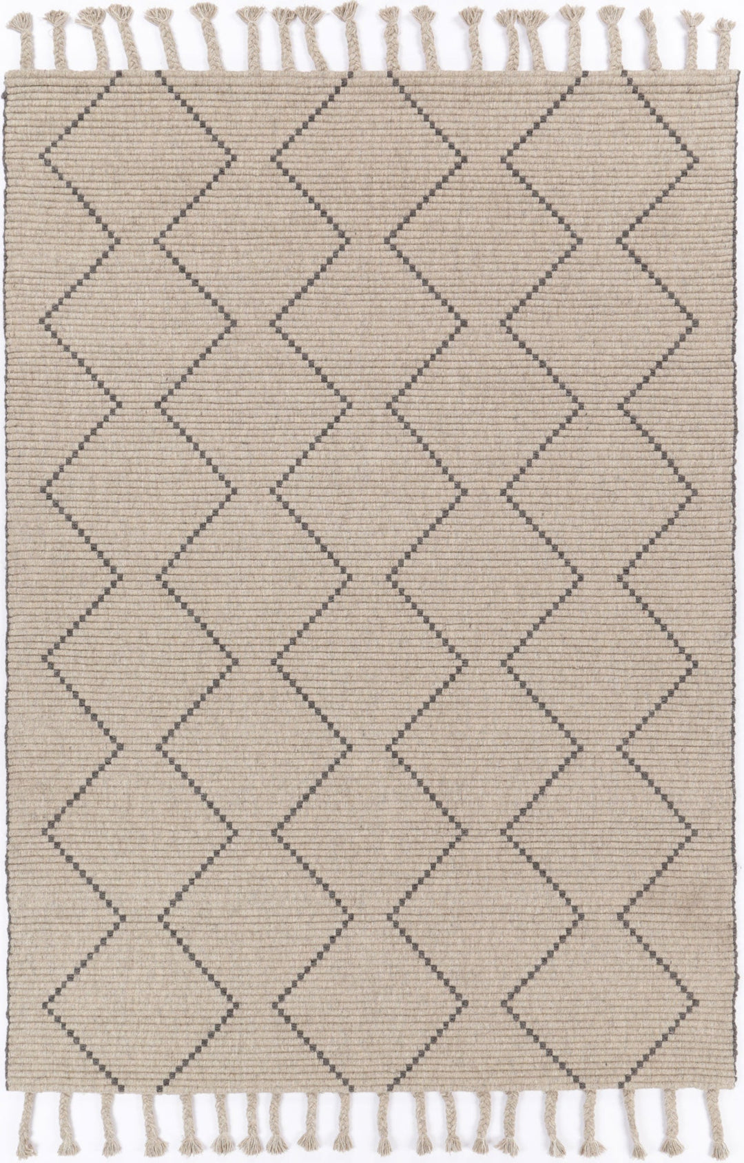 Goa Zig-Zag Wool Blend Ash Rug - D2ASH