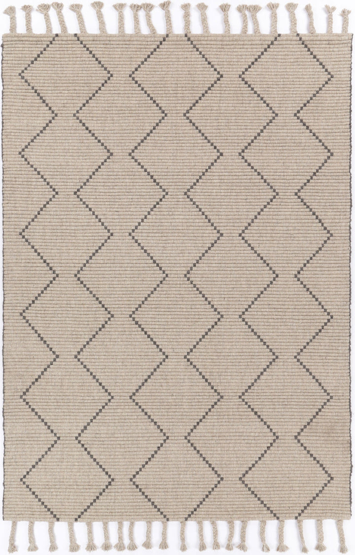 Goa Zig-Zag Wool Blend Ash Rug - D2ASH