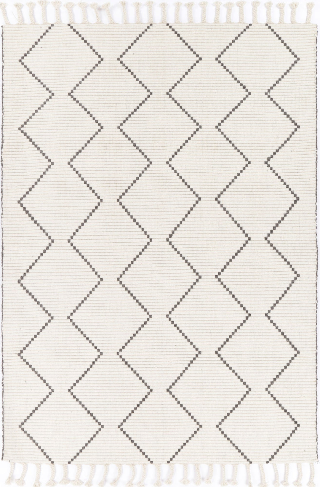 Goa Zig-Zag Wool Blend Cream Rug - D2CRE