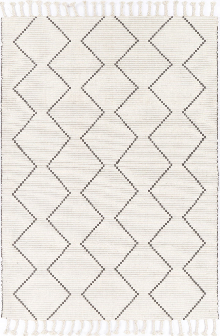 Goa Zig-Zag Wool Blend Cream Rug - D2CRE