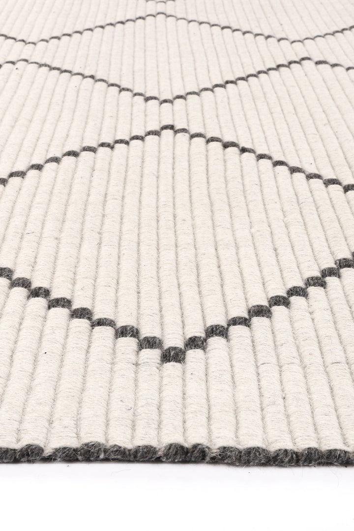 Goa Zig-Zag Wool Blend Cream Rug - D2CRE