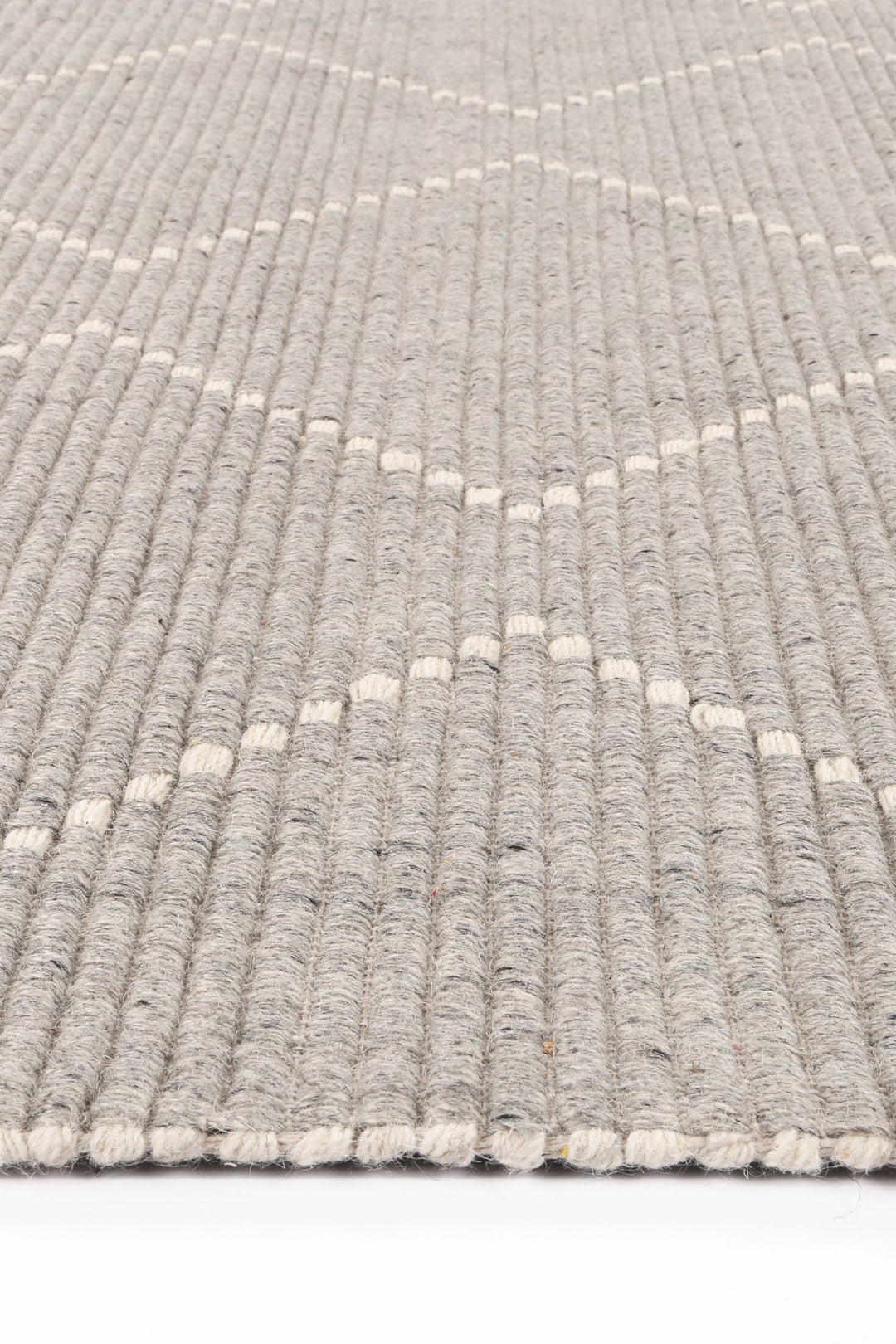 Goa Zig-Zag Wool Blend Grey Rug - D2GRE