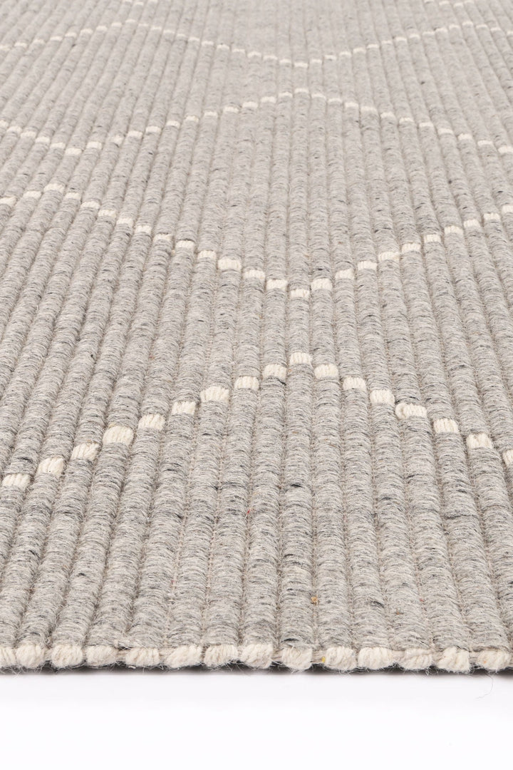 Goa Zig-Zag Wool Blend Grey Rug - D2GRE