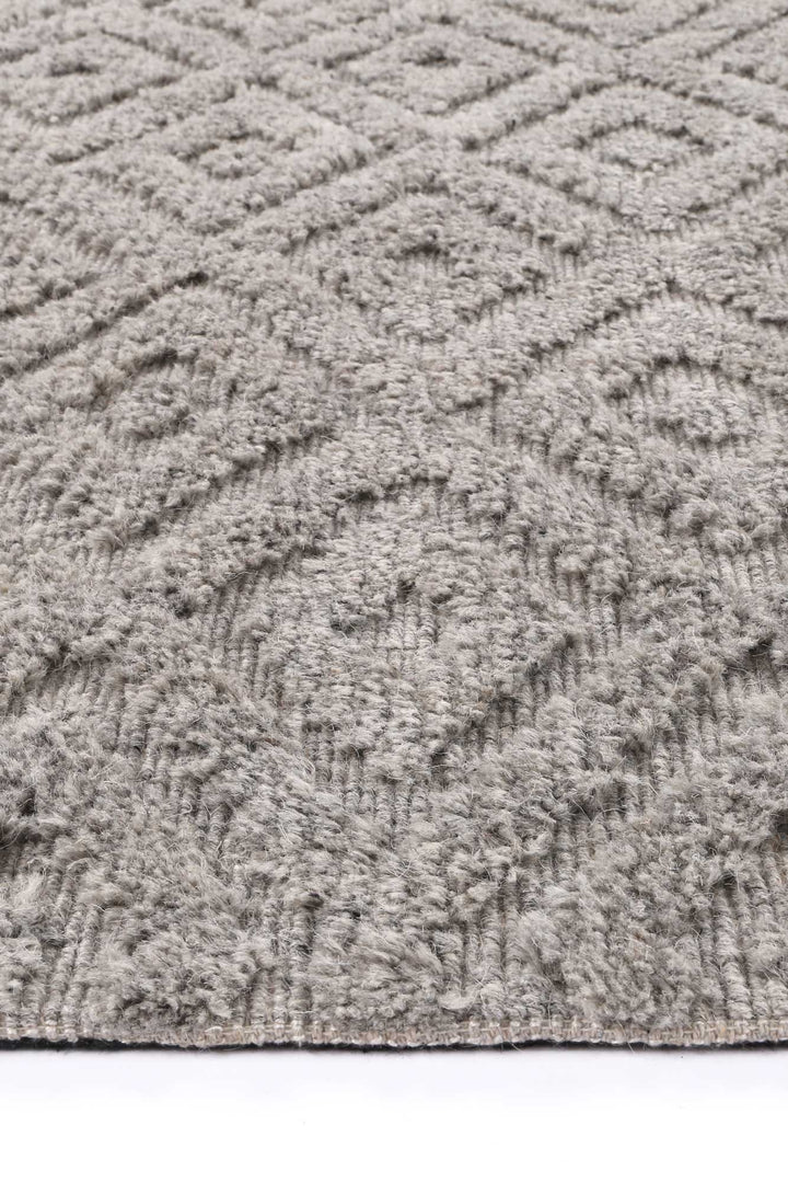 Goa Diamond Wool Blend Grey Rug - D4GRE