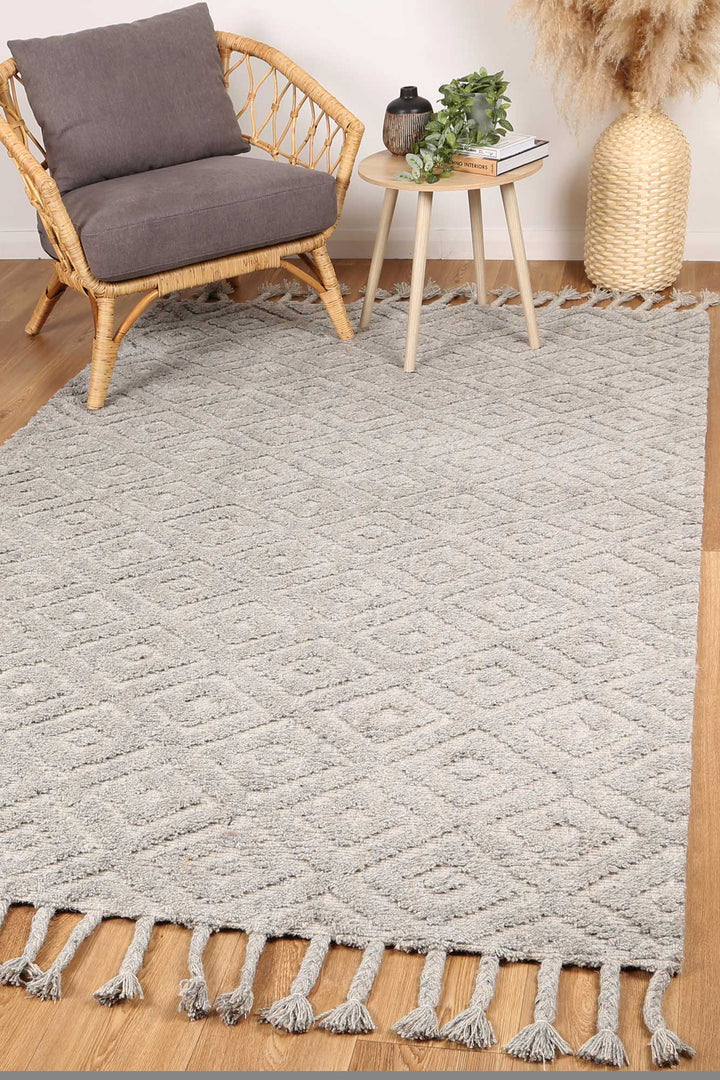Goa Diamond Wool Blend Grey Rug - D4GRE