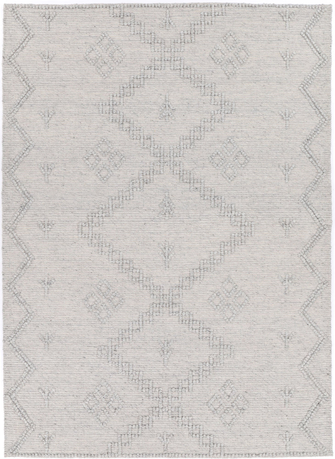 Goa Aztec Wool Blend Grey Rug -  (No Tassel) - D5GRE