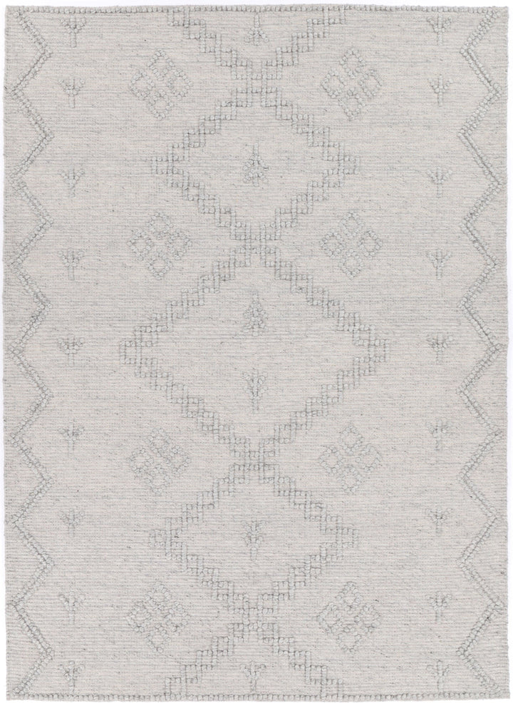 Goa Aztec Wool Blend Grey Rug -  (No Tassel) - D5GRE