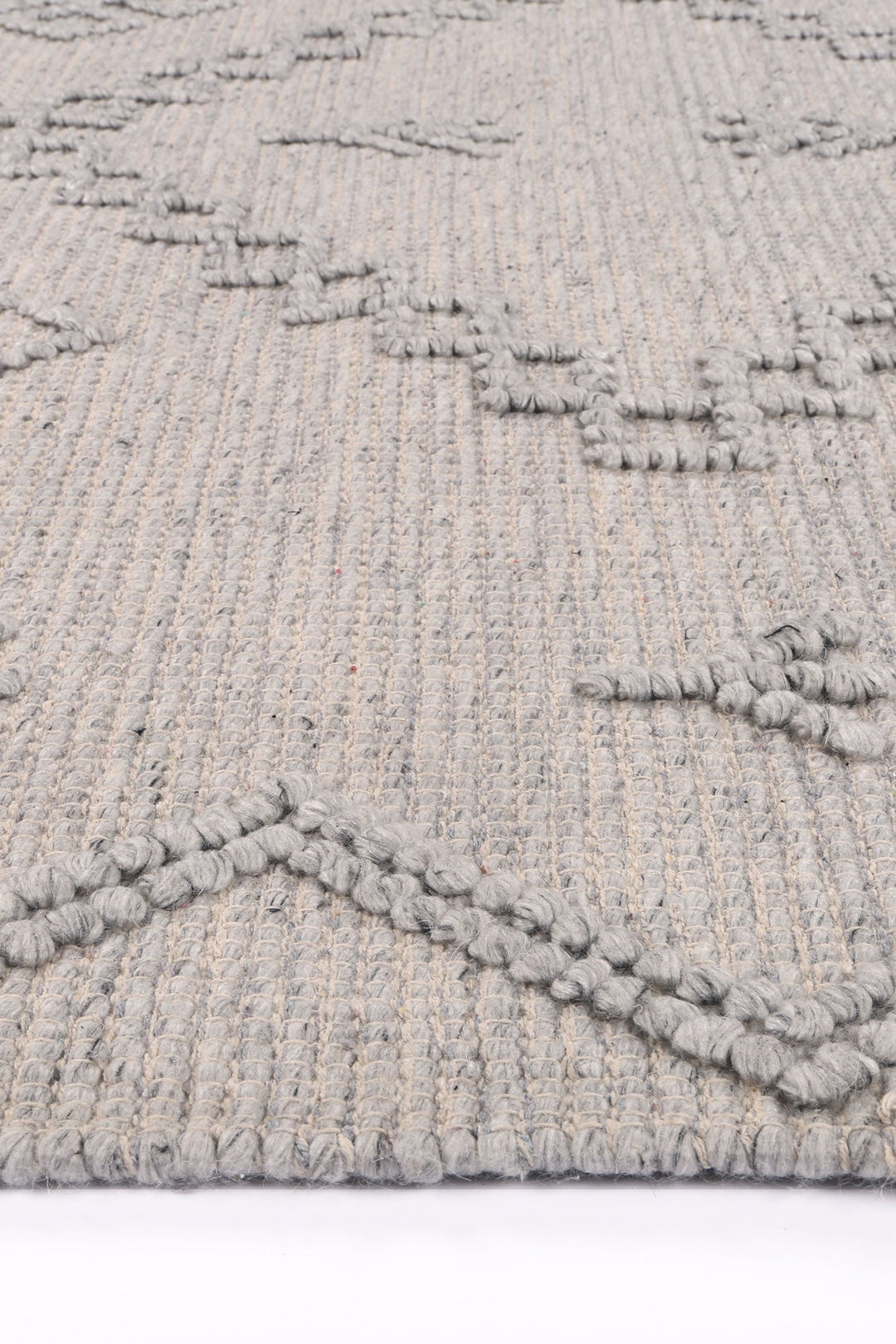Goa Aztec Wool Blend Grey Rug -  (No Tassel) - D5GRE