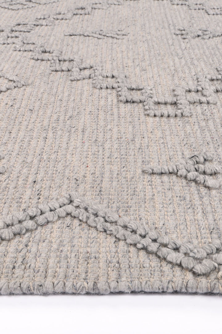 Goa Aztec Wool Blend Grey Rug -  (No Tassel) - D5GRE