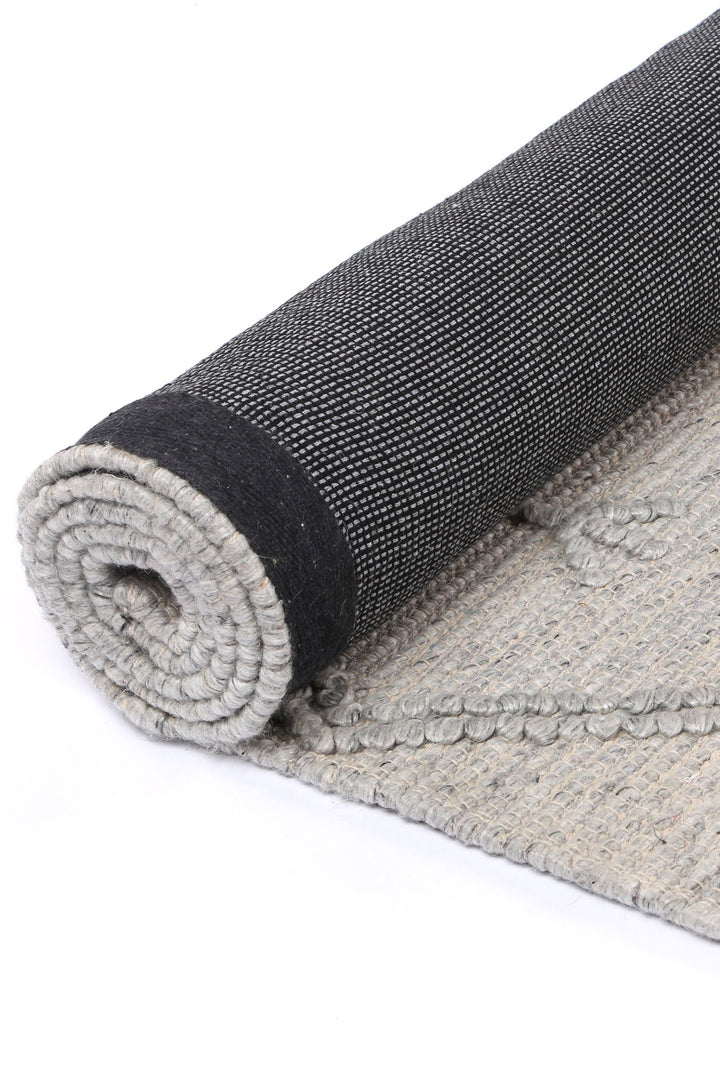 Goa Aztec Wool Blend Grey Rug -  (No Tassel) - D5GRE