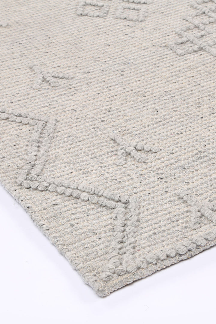 Goa Aztec Wool Blend Grey Rug -  (No Tassel) - D5GRE