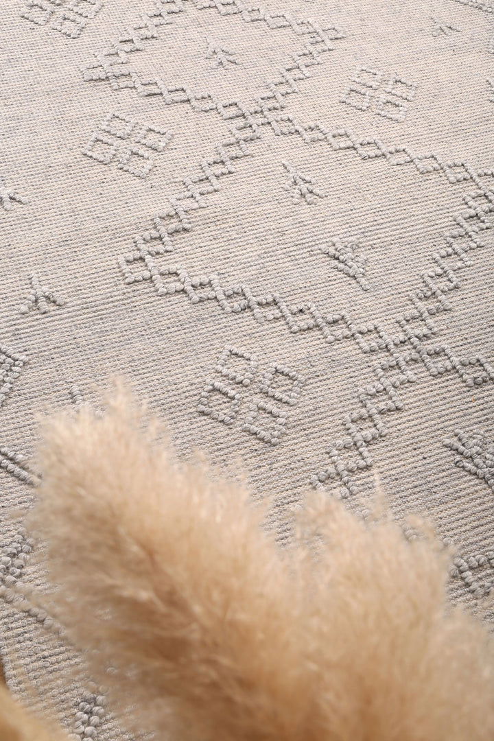 Goa Aztec Wool Blend Grey Rug -  (No Tassel) - D5GRE