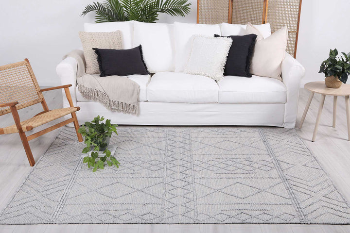 Himalaya Diamond Tribal Grey Wool Rug - 200 GREY