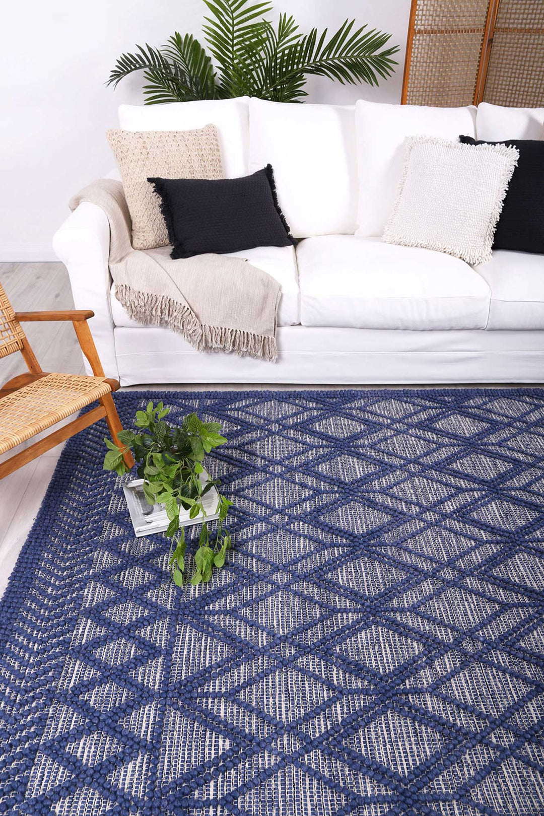 Himalaya Tribal Blue Wool Rug - 700 BLUE