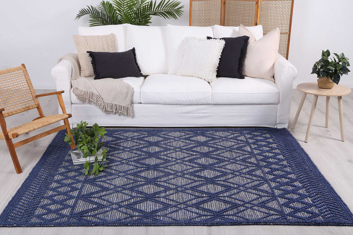 Himalaya Tribal Blue Wool Rug - 700 BLUE