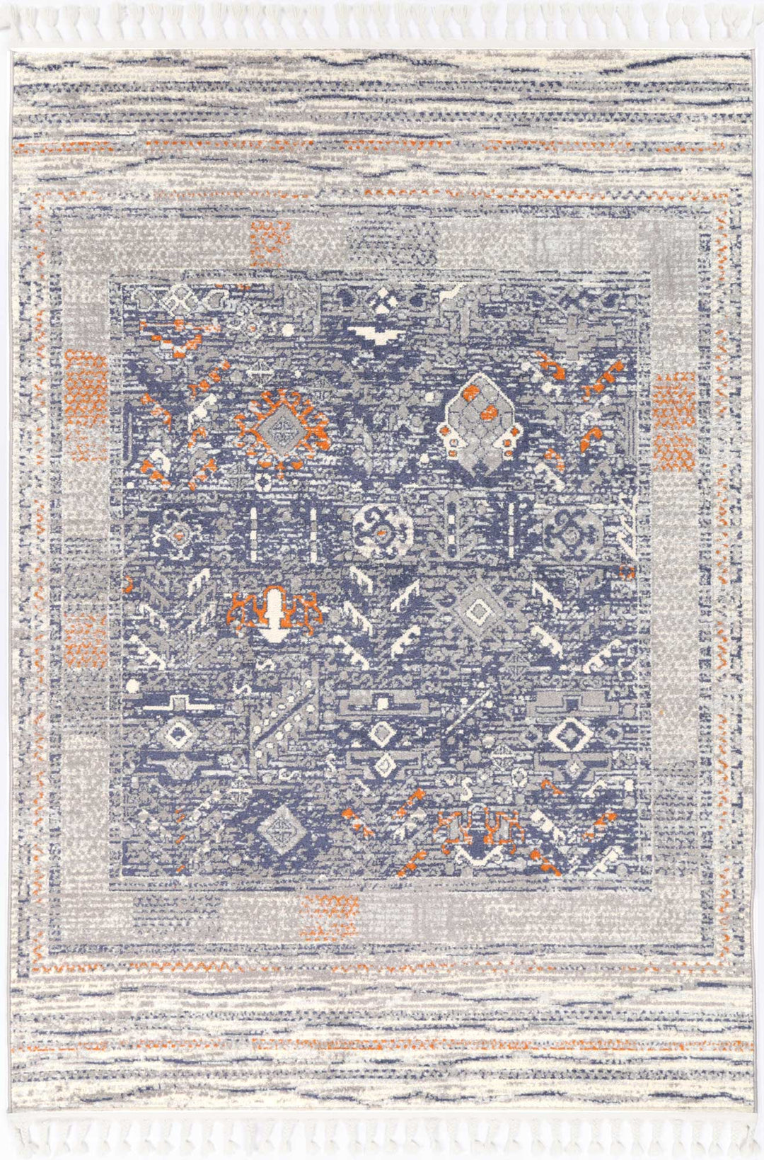 Inca Santiago Blue & Cream Contemporary Rug - INCA04