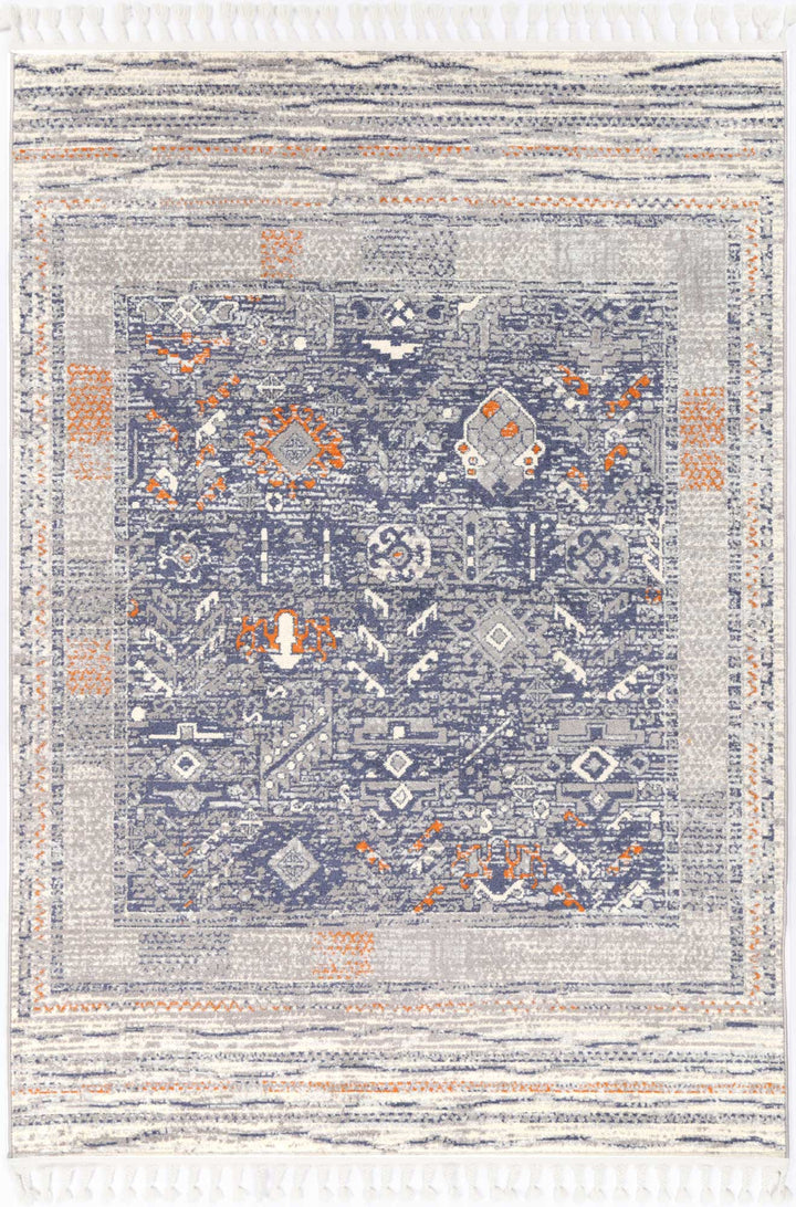 Inca Santiago Blue & Cream Contemporary Rug - INCA04