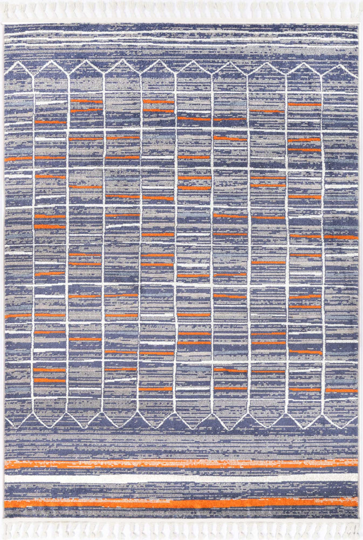 Inca Talca Blue & Orange Contemporary Rug - INCA05