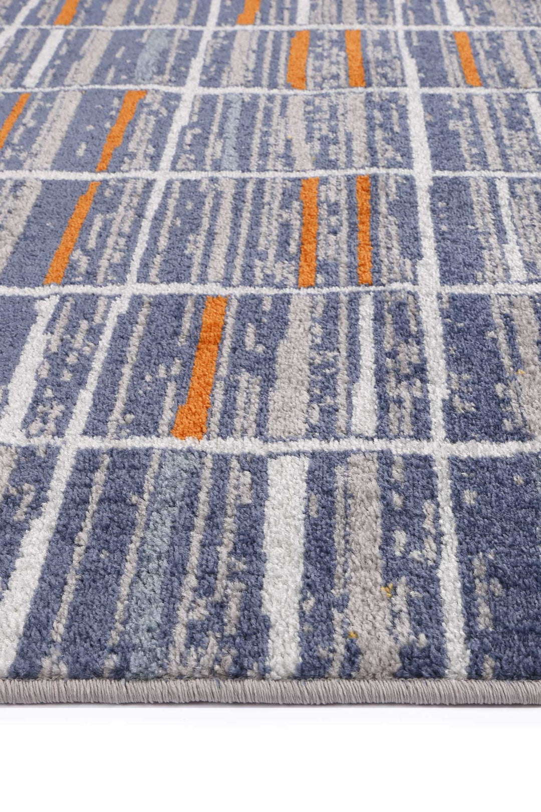 Inca Talca Blue & Orange Contemporary Rug - INCA05