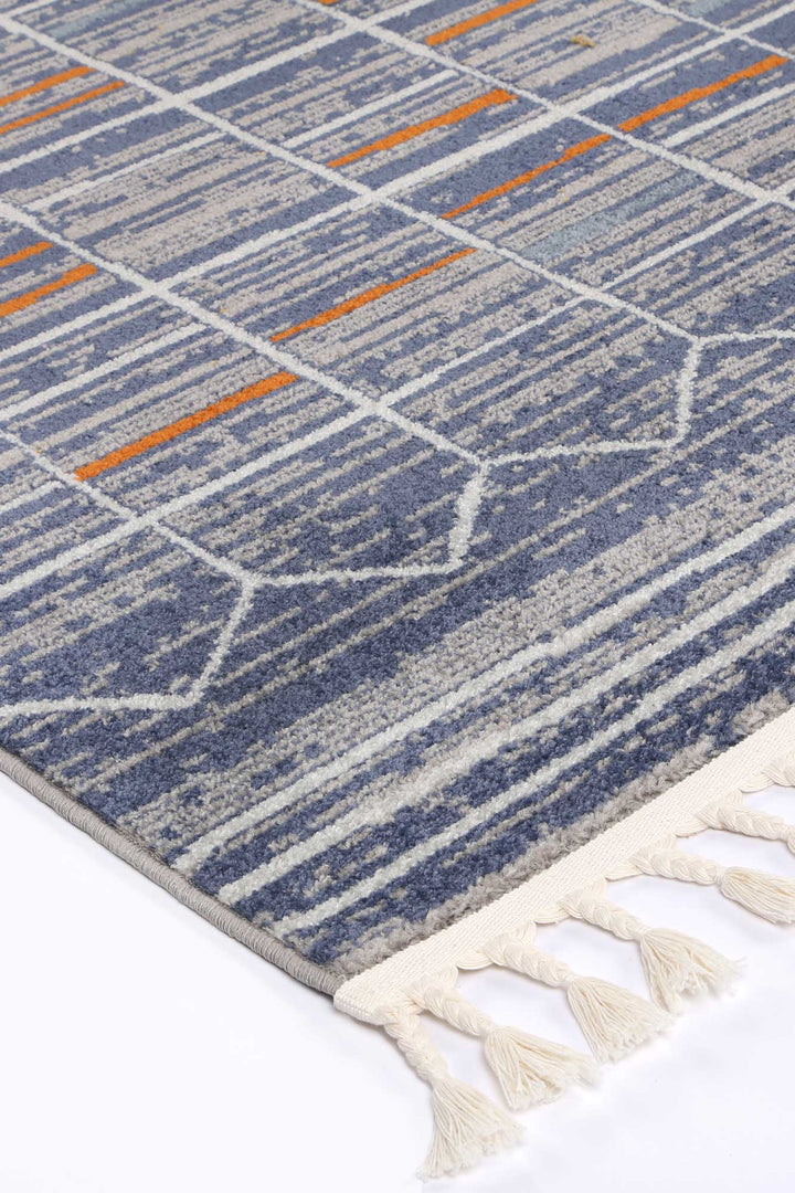 Inca Talca Blue & Orange Contemporary Rug - INCA05