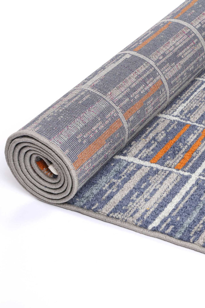 Inca Talca Blue & Orange Contemporary Rug - INCA05