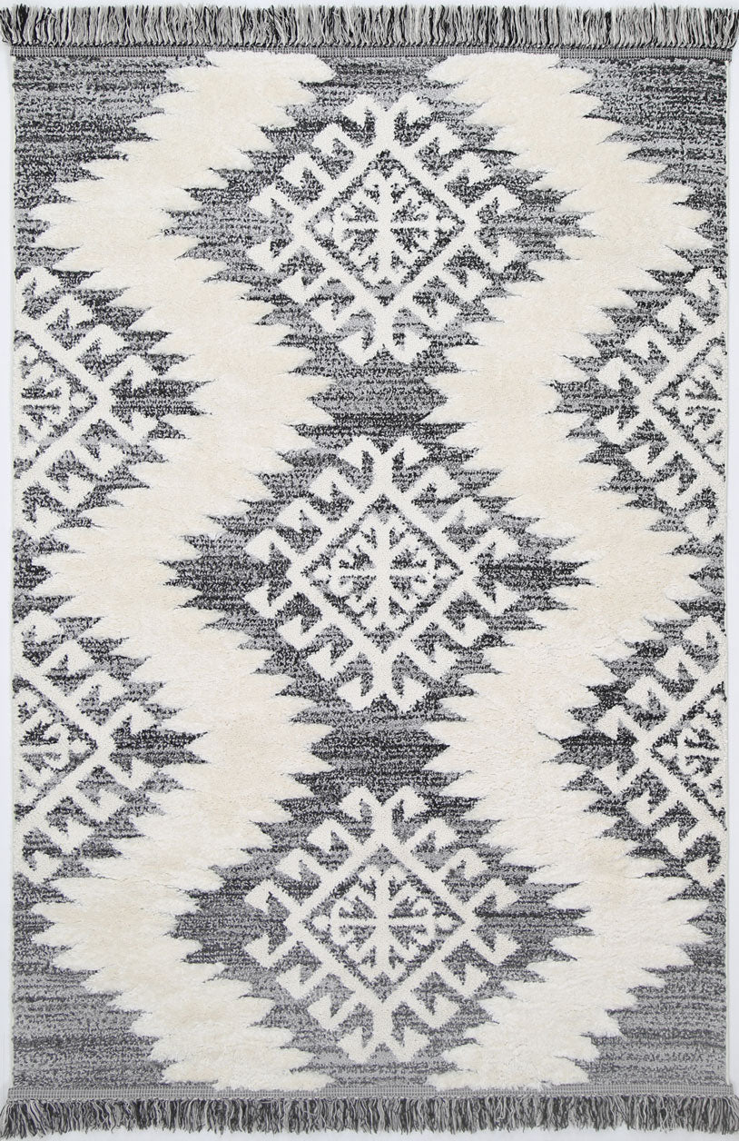Kaza Tribal Cream Anthracite Rug - 8752A CREA