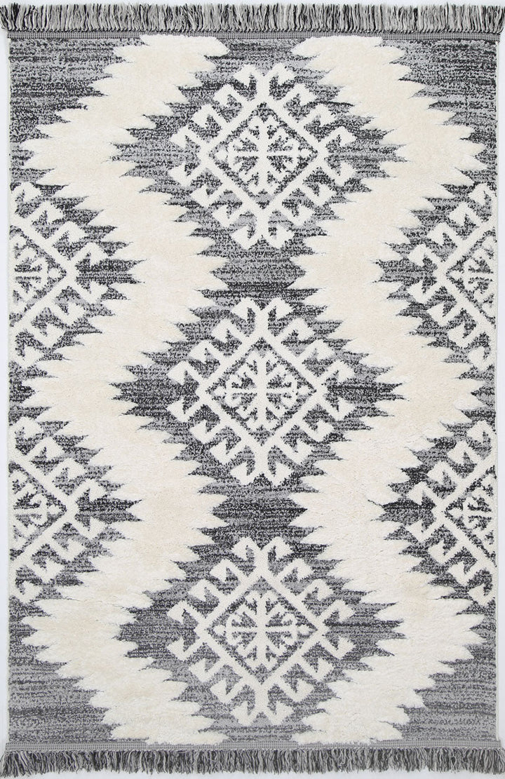 Kaza Tribal Cream Anthracite Rug - 8752A CREA
