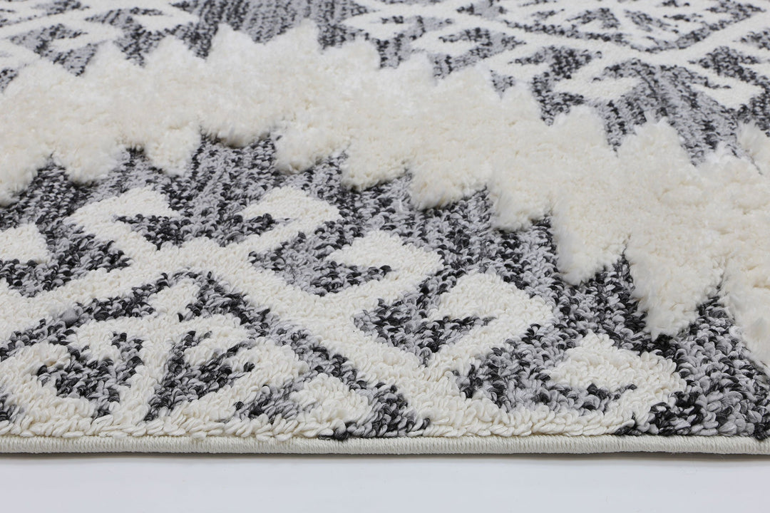 Kaza Tribal Cream Anthracite Rug - 8752A CREA
