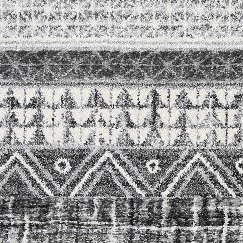 Kaza Tribal Lines Cream Anthracite Rug - 9010A GREY