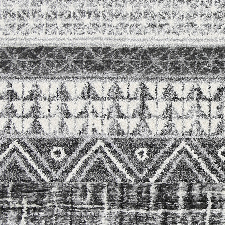 Kaza Tribal Lines Cream Anthracite Rug - 9010A GREY
