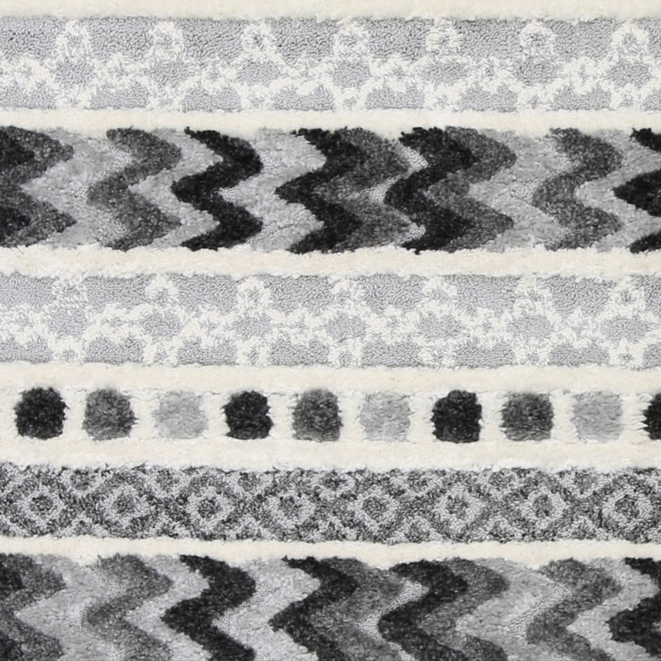Kaza Tribal Carved Cream Anthracite Rug - 9025A GREY