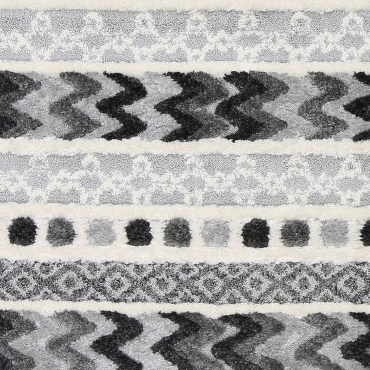 Kaza Tribal Carved Cream Anthracite Rug - 9025A GREY