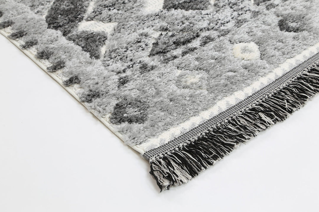 Kaza Tribal Carved Lines Cream Anthracite Rug - 9027B CREA