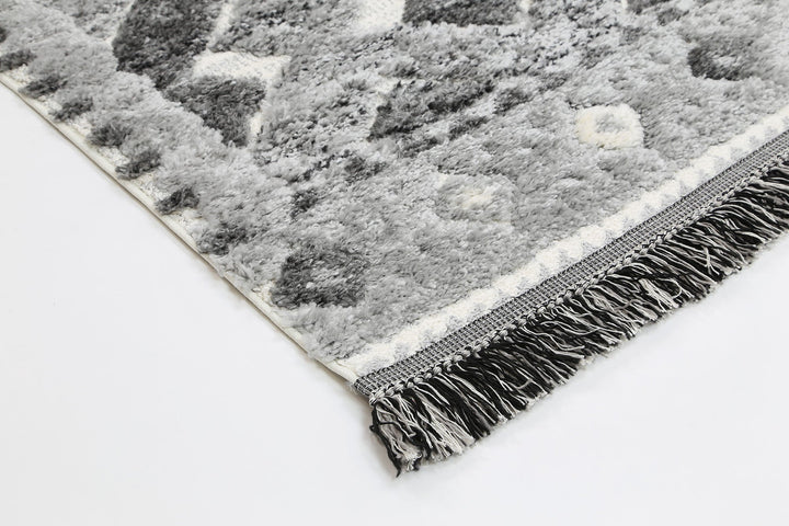 Kaza Tribal Carved Lines Cream Anthracite Rug - 9027B CREA