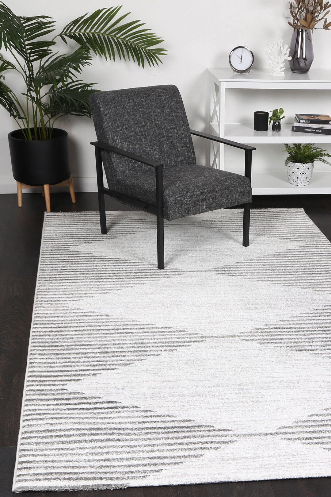Kimberley Diamond Silver Contemporary Rug - 3SILV