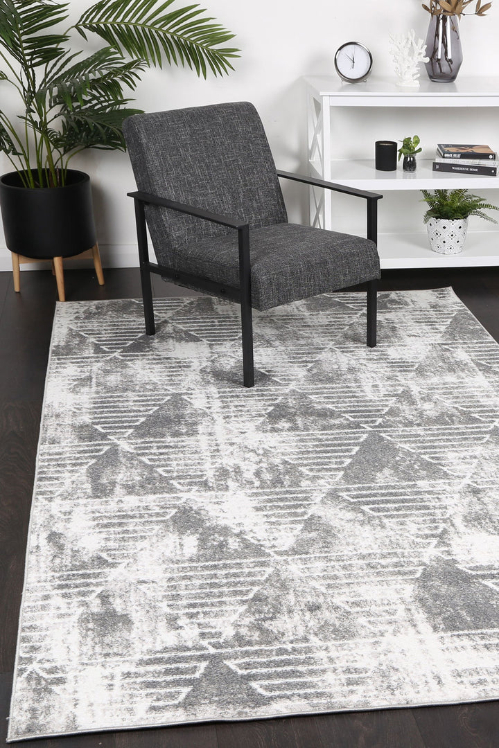 Kimberley Matrix Geometric Silver Rug - 4SILV