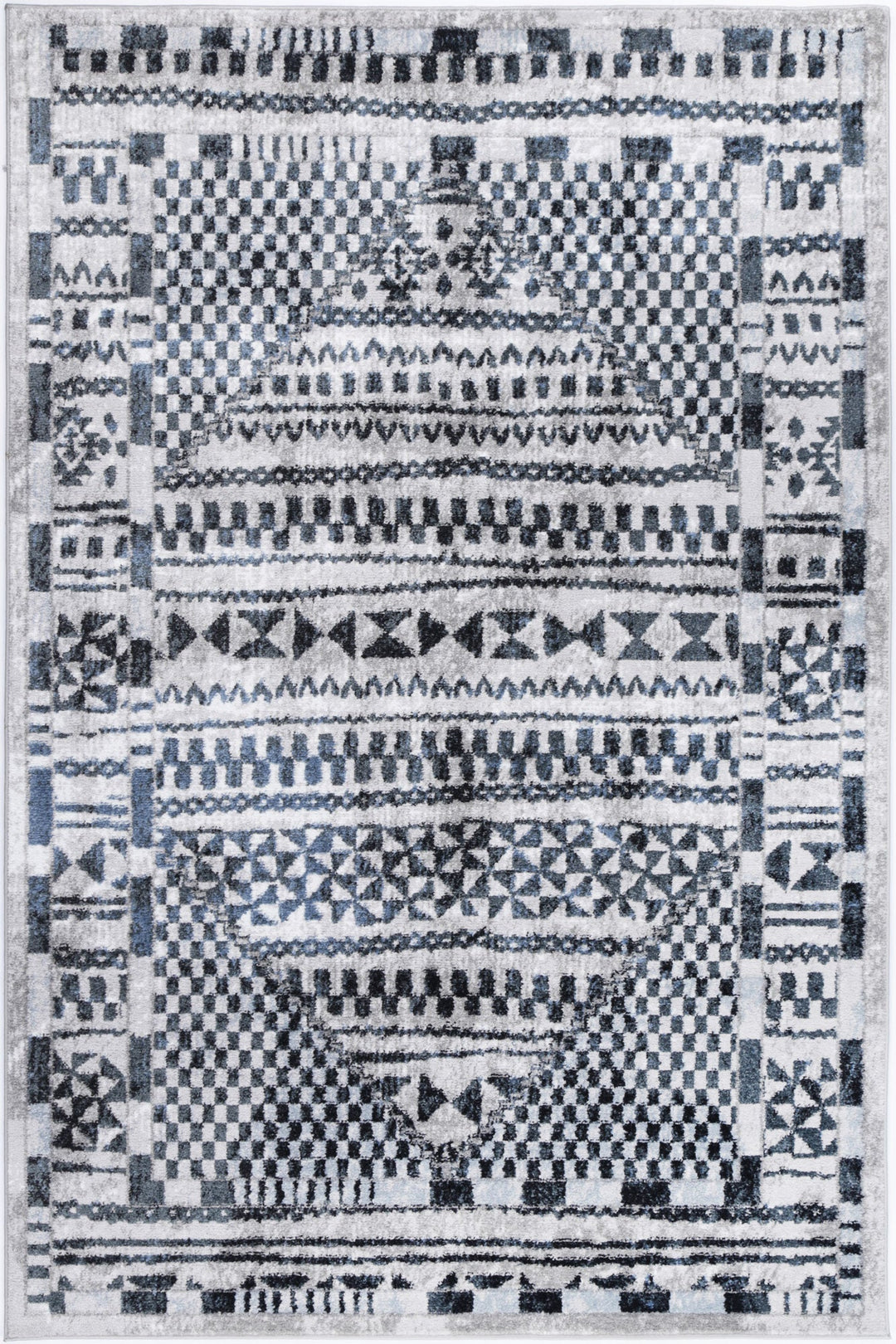 Kimberley Aztec Blue Contemporary Rug - 7BLUE