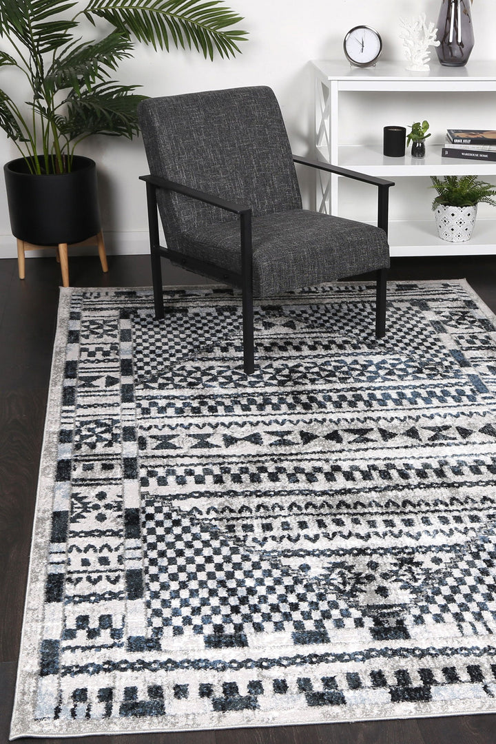 Kimberley Aztec Blue Contemporary Rug - 7BLUE