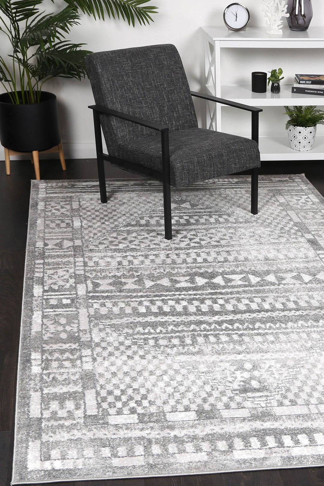 Kimberley Aztec Grey Contemporary Rug - 7GREY