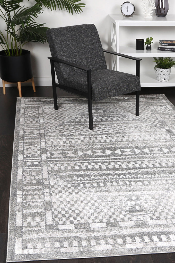 Kimberley Aztec Grey Contemporary Rug - 7GREY