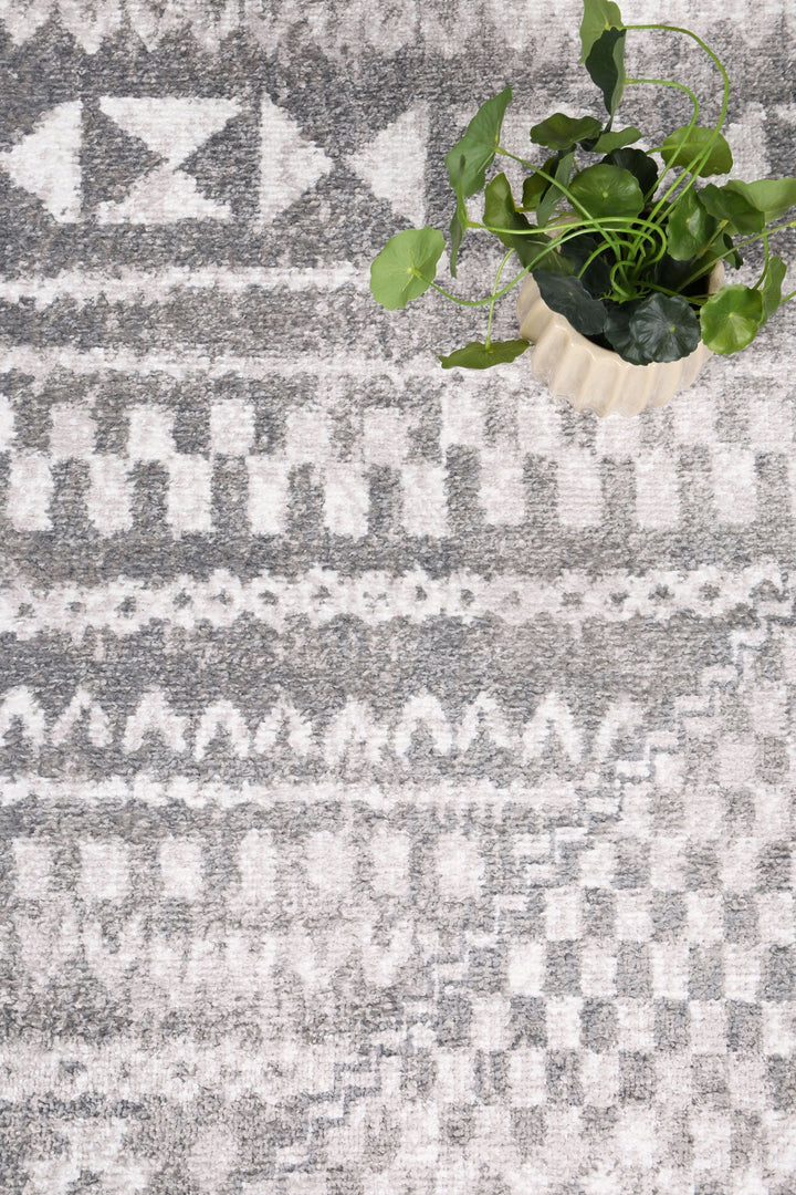 Kimberley Aztec Grey Contemporary Rug - 7GREY