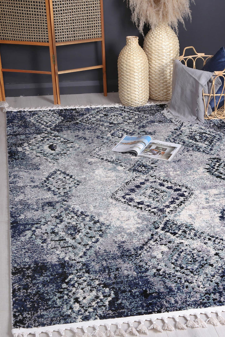 Mansour Incan Blue Geometric Rug - 2BLUE