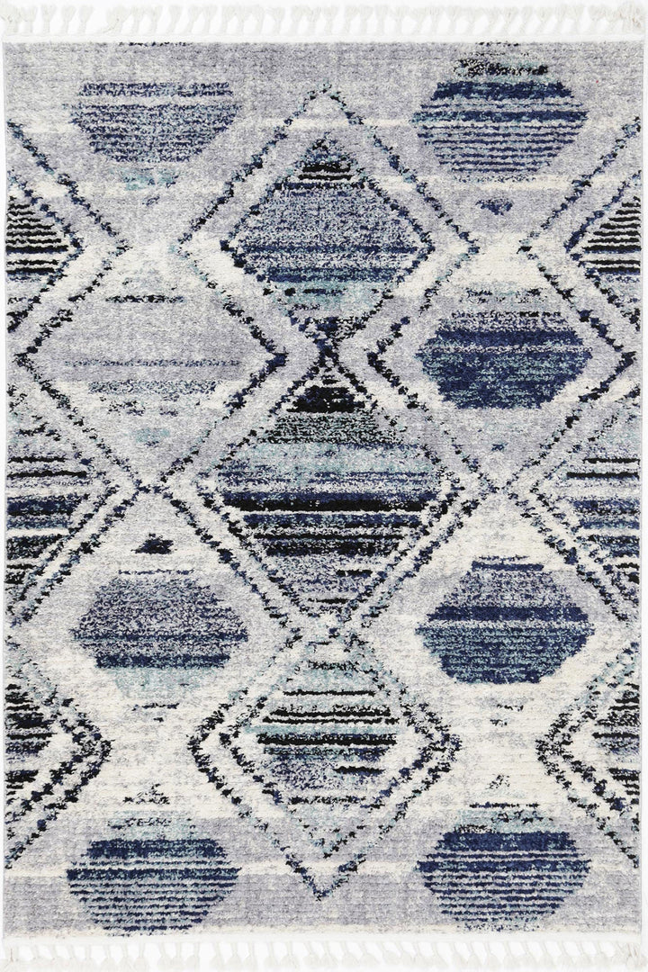 Mansour Diamond Blue Geometric Rug - 4BLUE