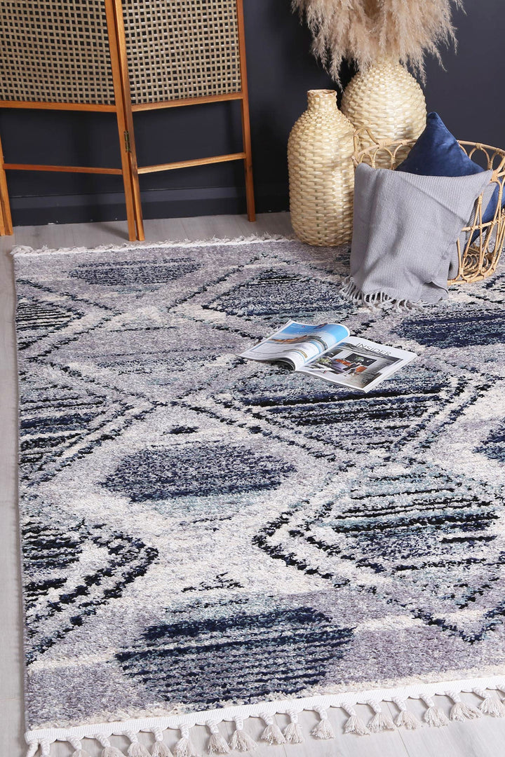 Mansour Diamond Blue Geometric Rug - 4BLUE