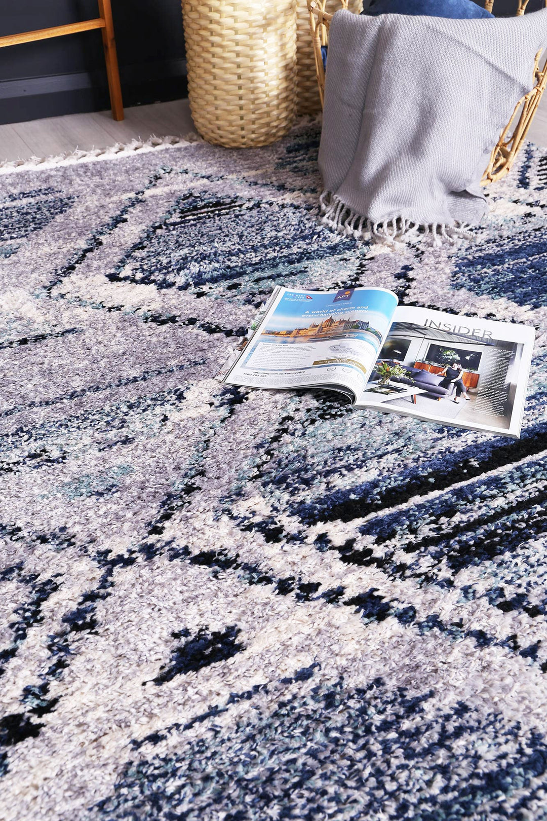 Mansour Diamond Blue Geometric Rug - 4BLUE